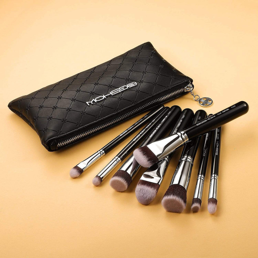 Premium 8 PCS SCULPT AND BLEND BRUSH KIT BRIGHT SILVER