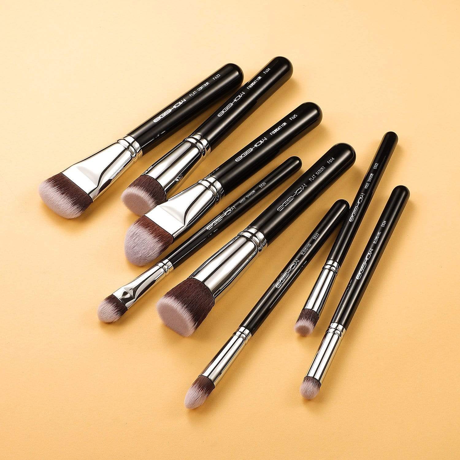 Premium 8 PCS SCULPT AND BLEND BRUSH KIT BRIGHT SILVER