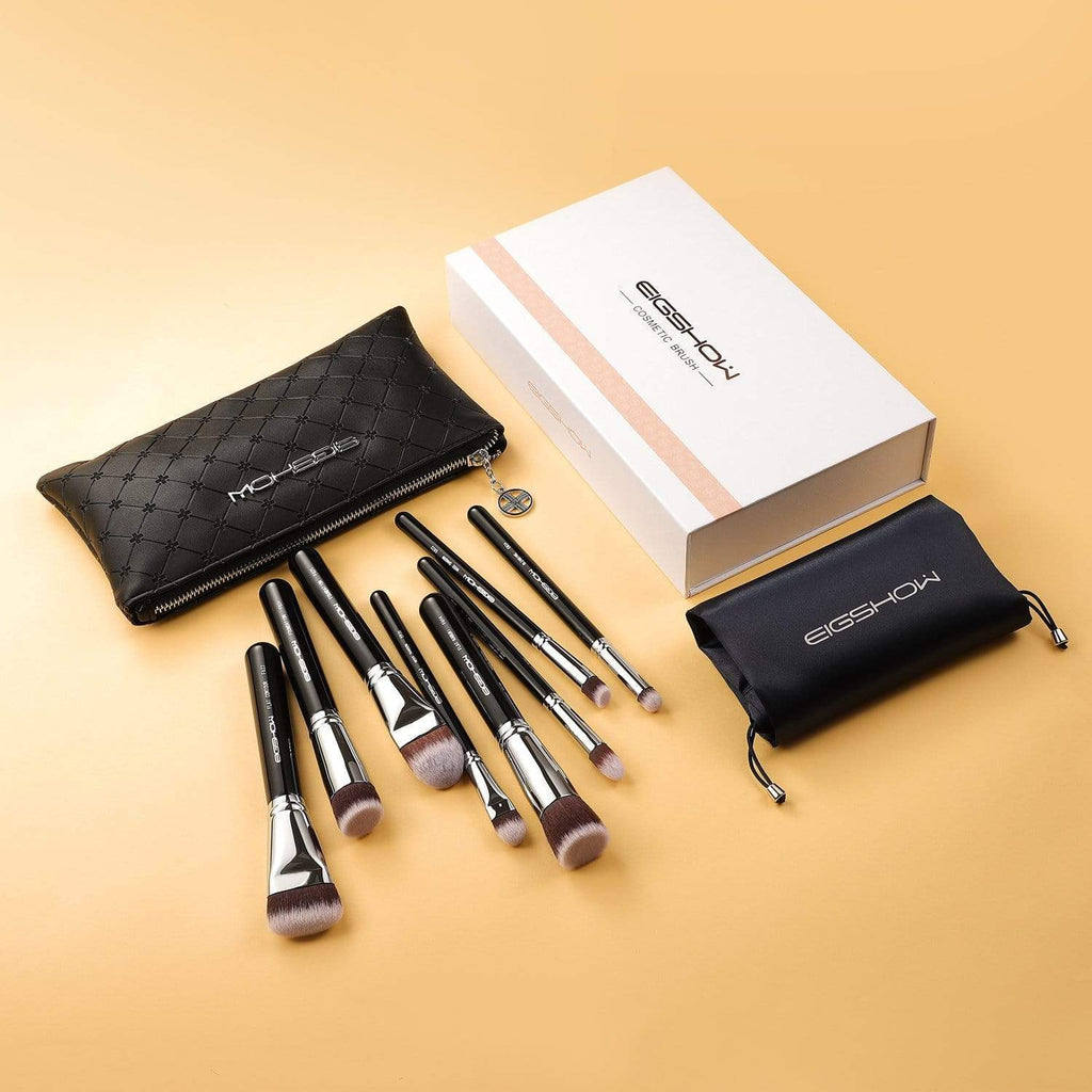 Premium 8 PCS SCULPT AND BLEND BRUSH KIT BRIGHT SILVER